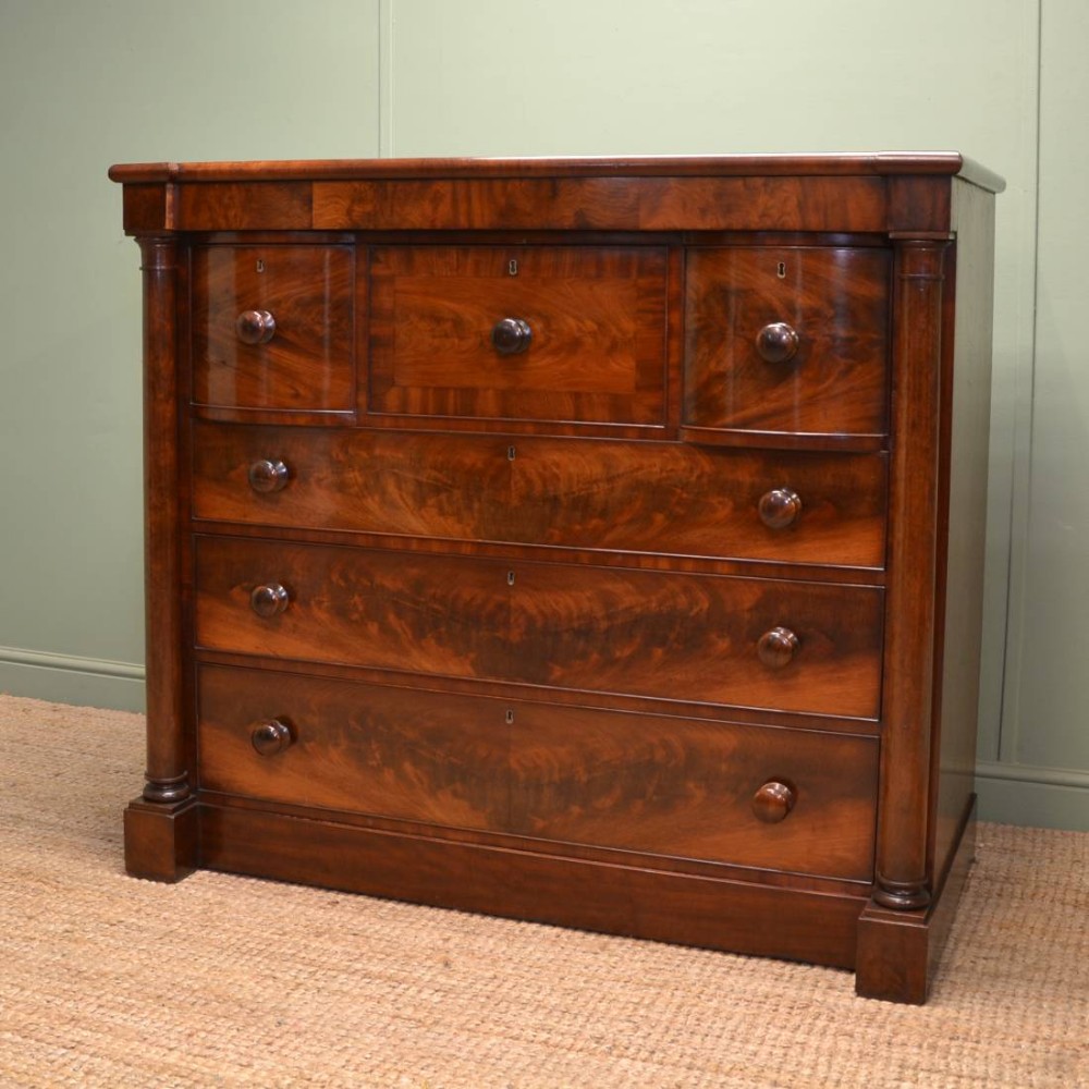 Magnificent Quality Figured Mahogany Victorian Antique Scottish Chest Of Drawers