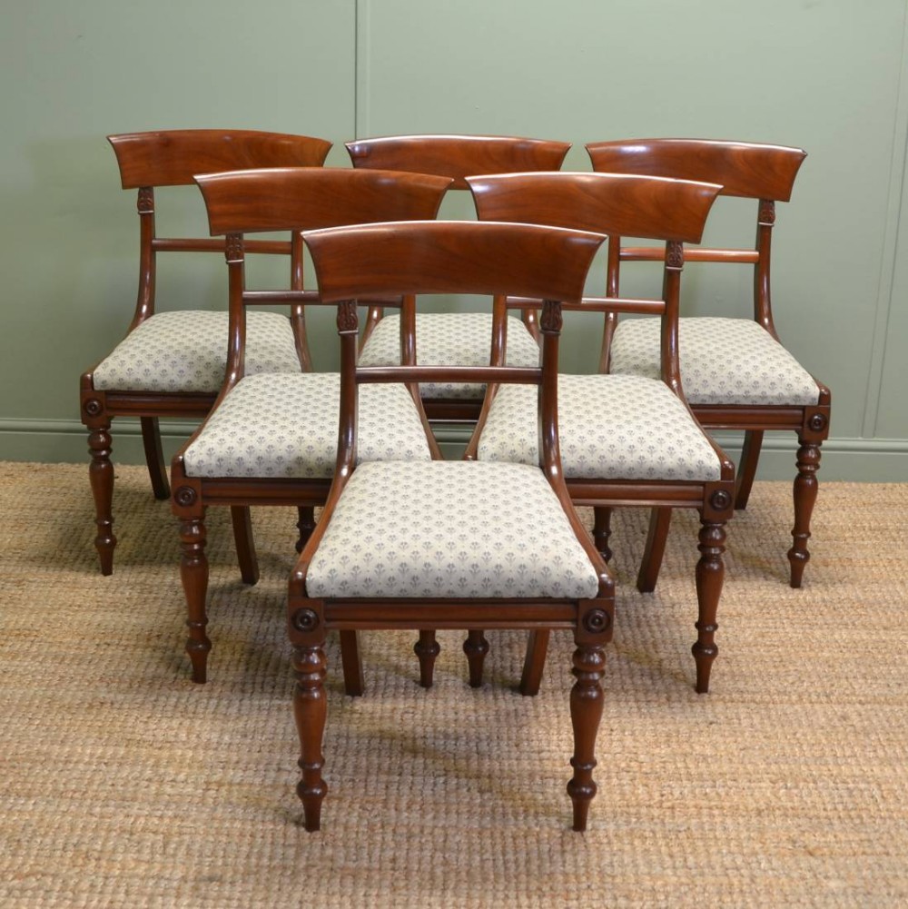 Fine Set of 6 Regency Mahogany Antique Dining Chairs