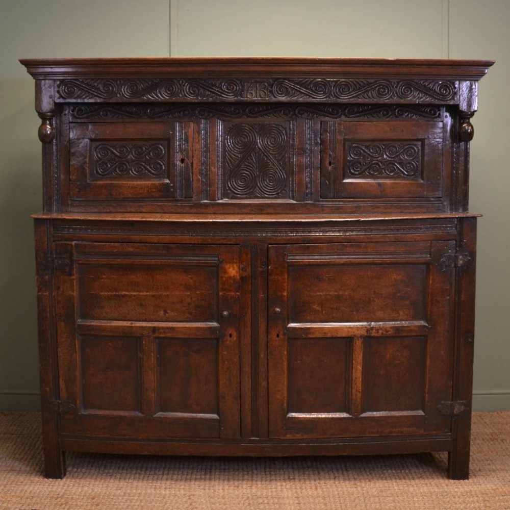 Magnificent Country Oak 17th Century Antique Court Cupboard