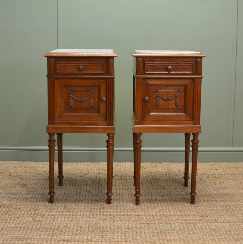 Quality Pair Of  French Oak Antique Edwardian Side Cabinets