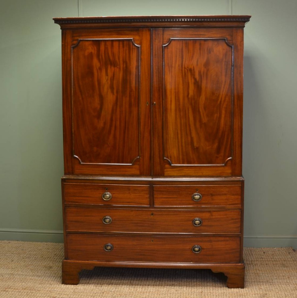 Fine Regency Mahogany Antique Linen Press