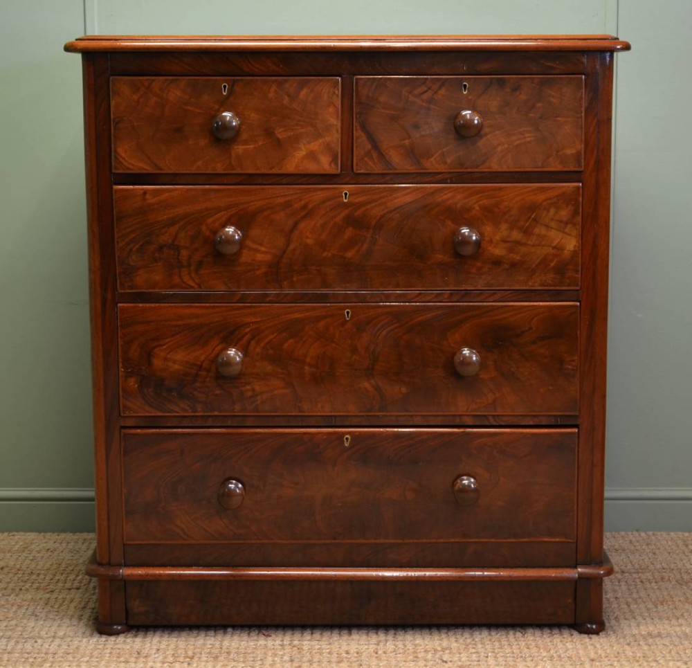 Rich Figured Walnut Antique Victorian Chest Of Drawers