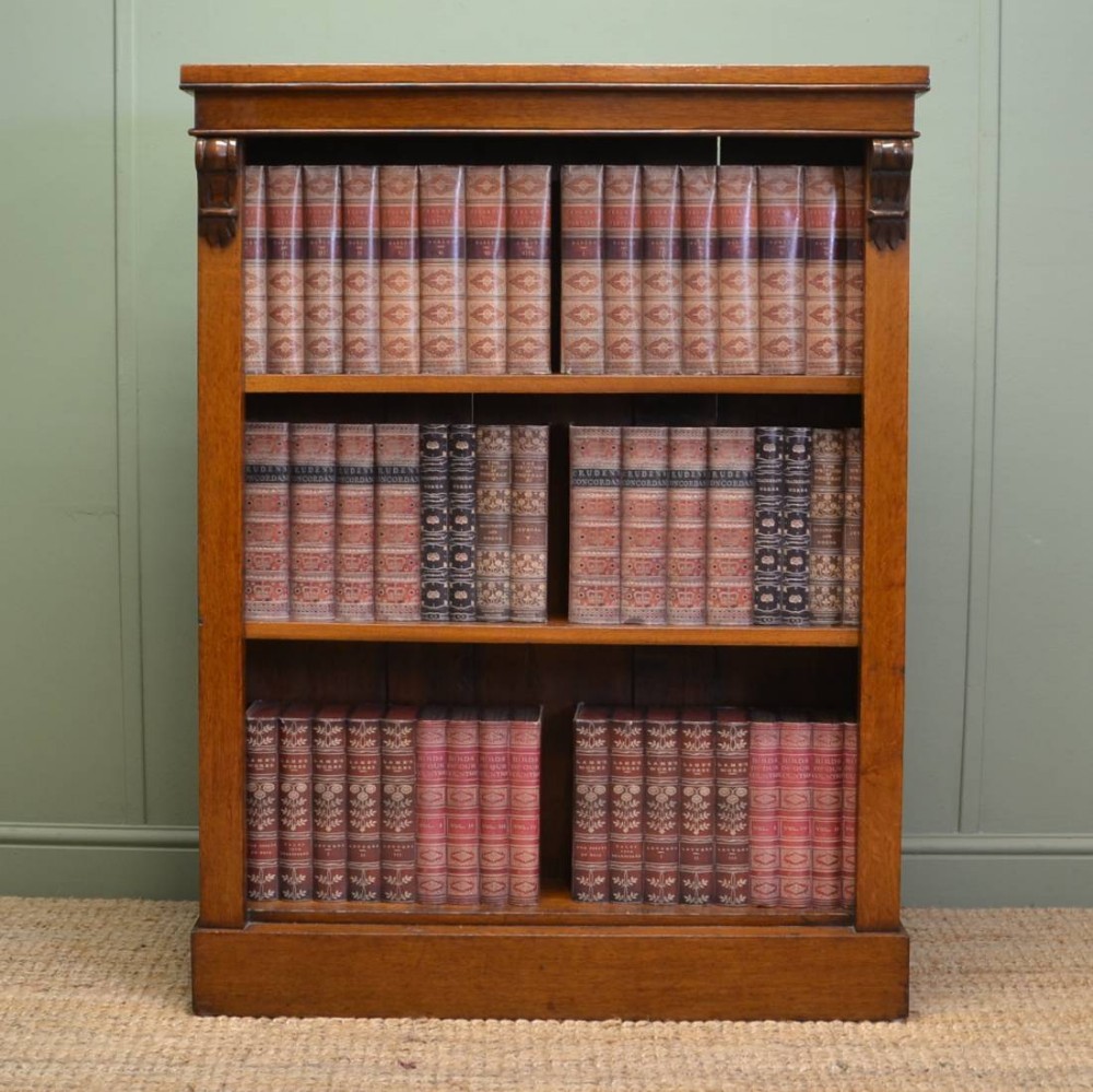 Characterful Victorian Oak Antique Open Bookcase