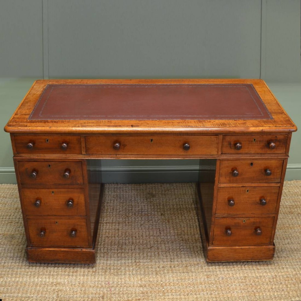 Victorian Antique Mahogany Twin Pedestal Desk