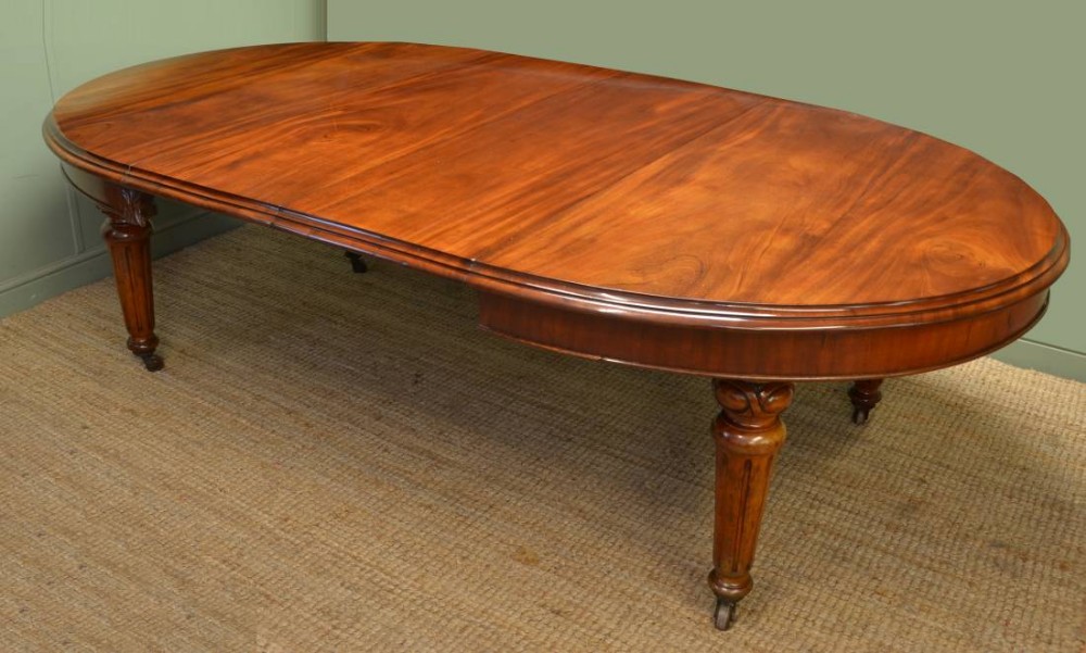 Spectacular Large Figured Mahogany Victorian Antique Dining Table.