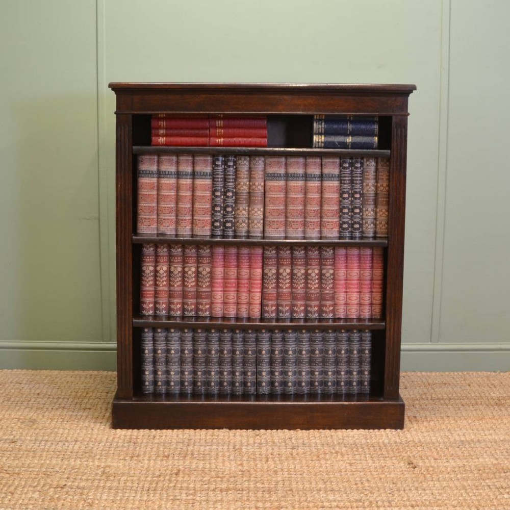 Small Oak Edwardian Antique Open Bookcase