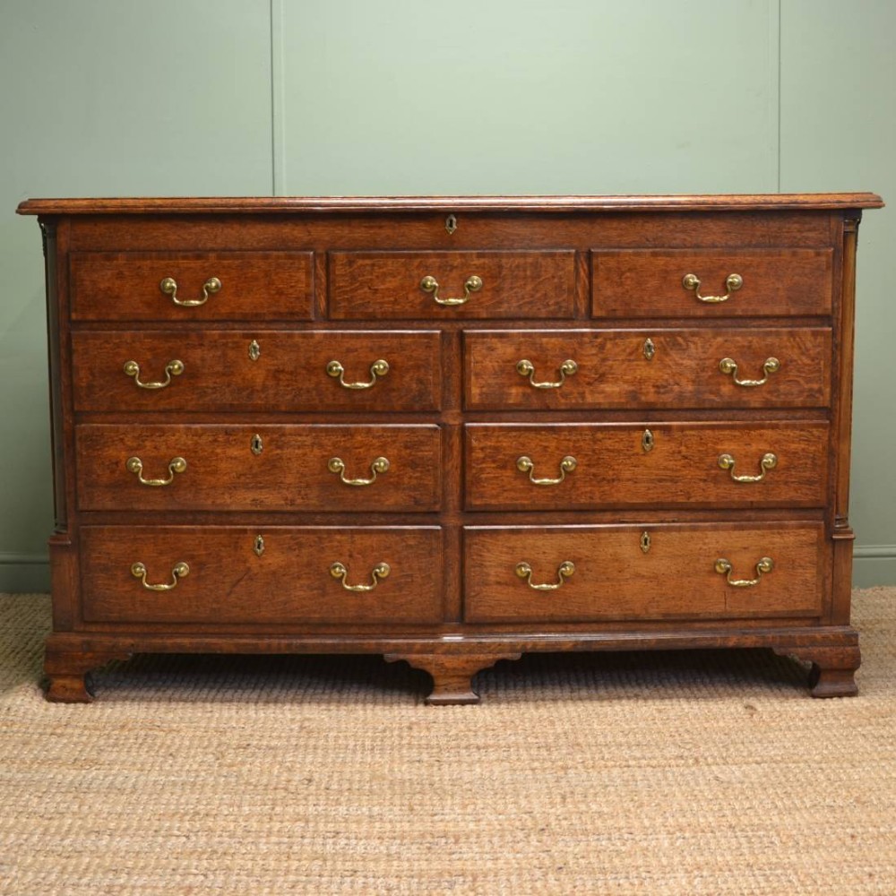 Magnificent Georgian Antique Large Period Oak Country Lancashire Chest 
