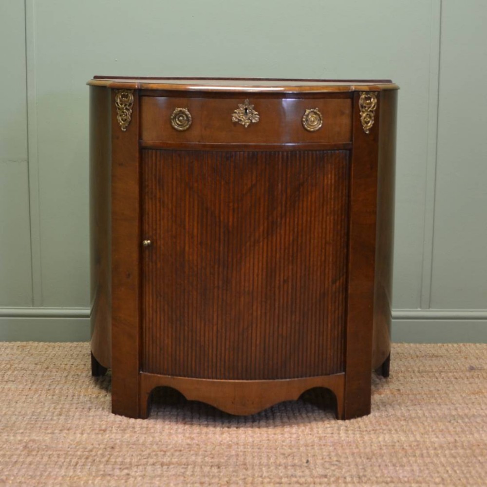 Unusual Edwardian Mahogany Tambour Front Antique Cabinet