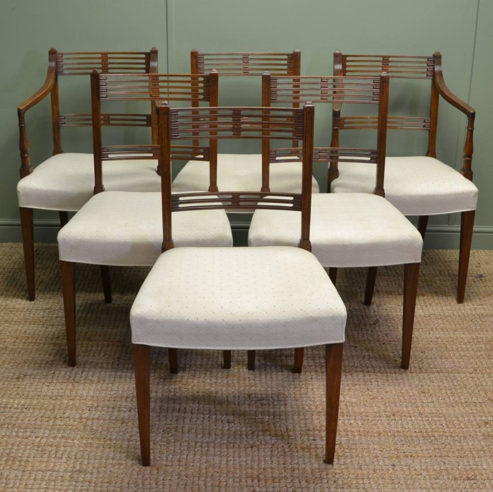Set Of Six Hepplewhite Design Antique Mahogany Dining Chairs