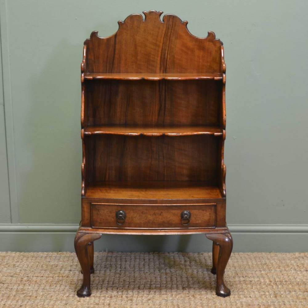 Unusual Quality Small Edwardian Figured Walnut Antique Bookstand