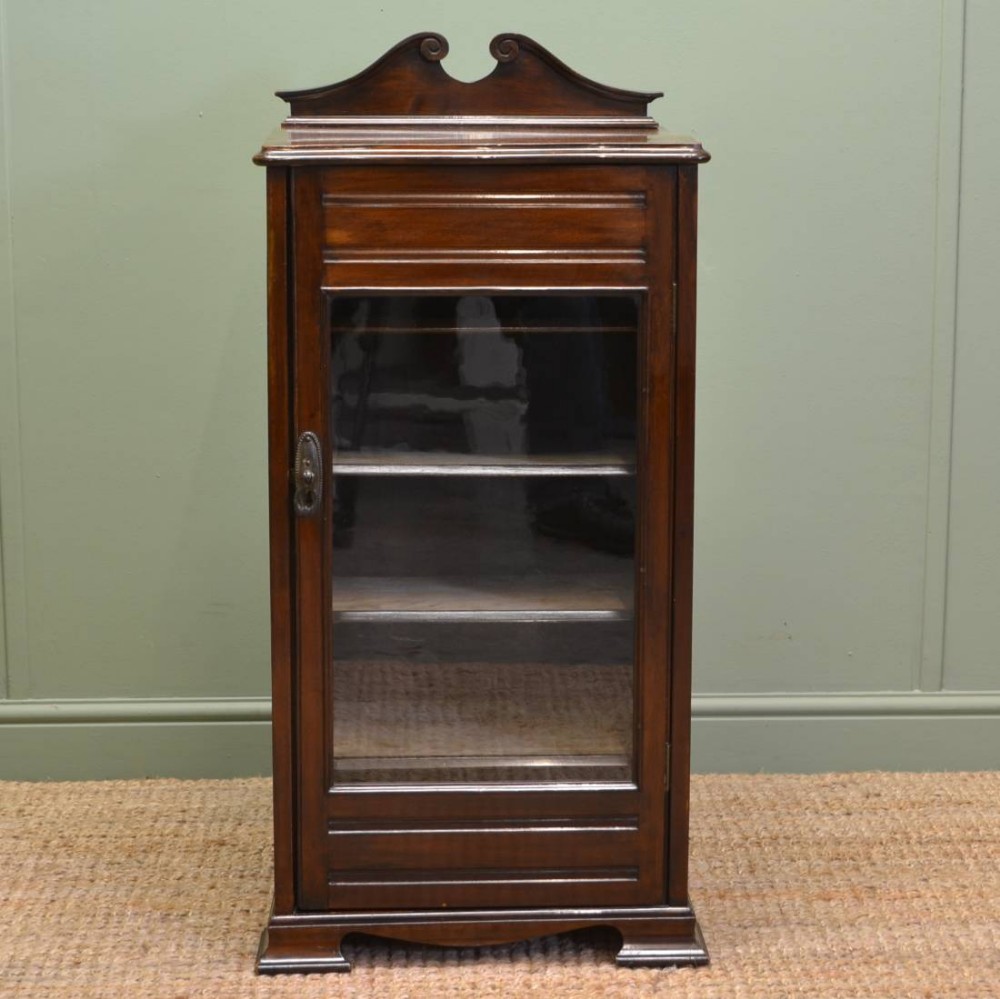 Edwardian Antique Walnut Glazed Music Cabinet