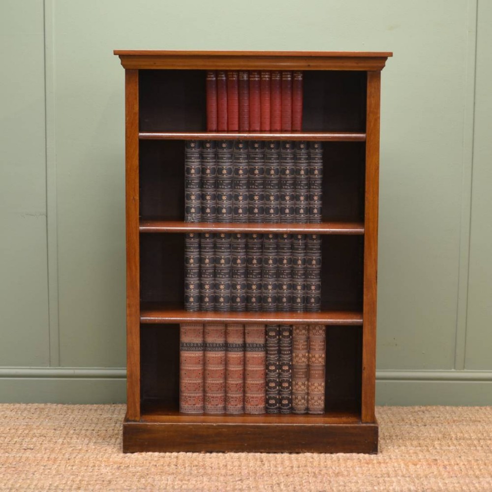 Small Edwardian Mellow Walnut Antique Open Bookcase