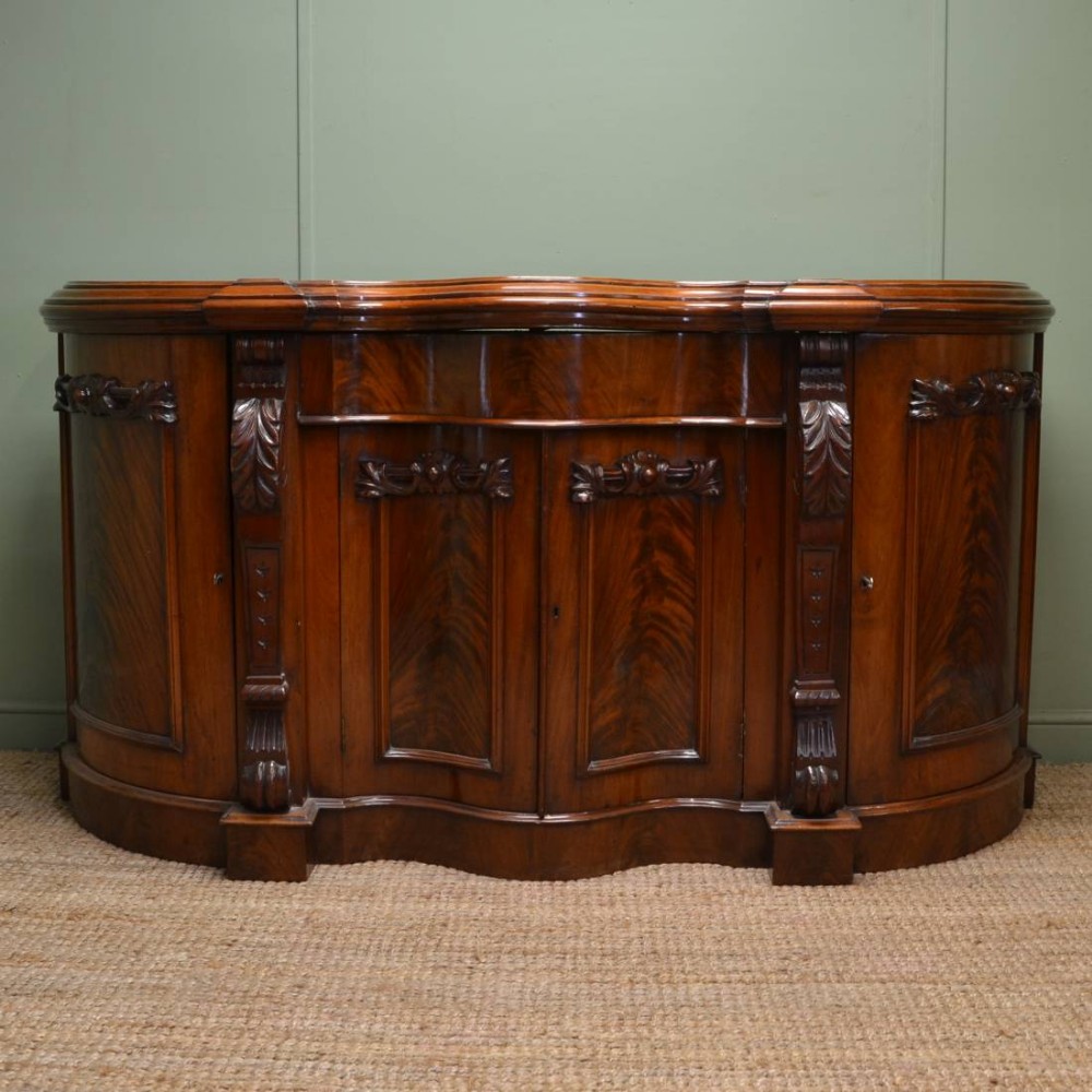 Spectacular Serpentine Shaped Antique Victorian Sideboard