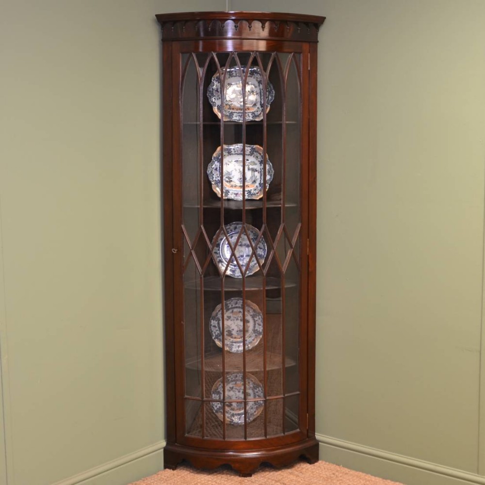 Spectacular Edwardian  Bow Fronted Floor Standing Glazed Corner Cabinet 