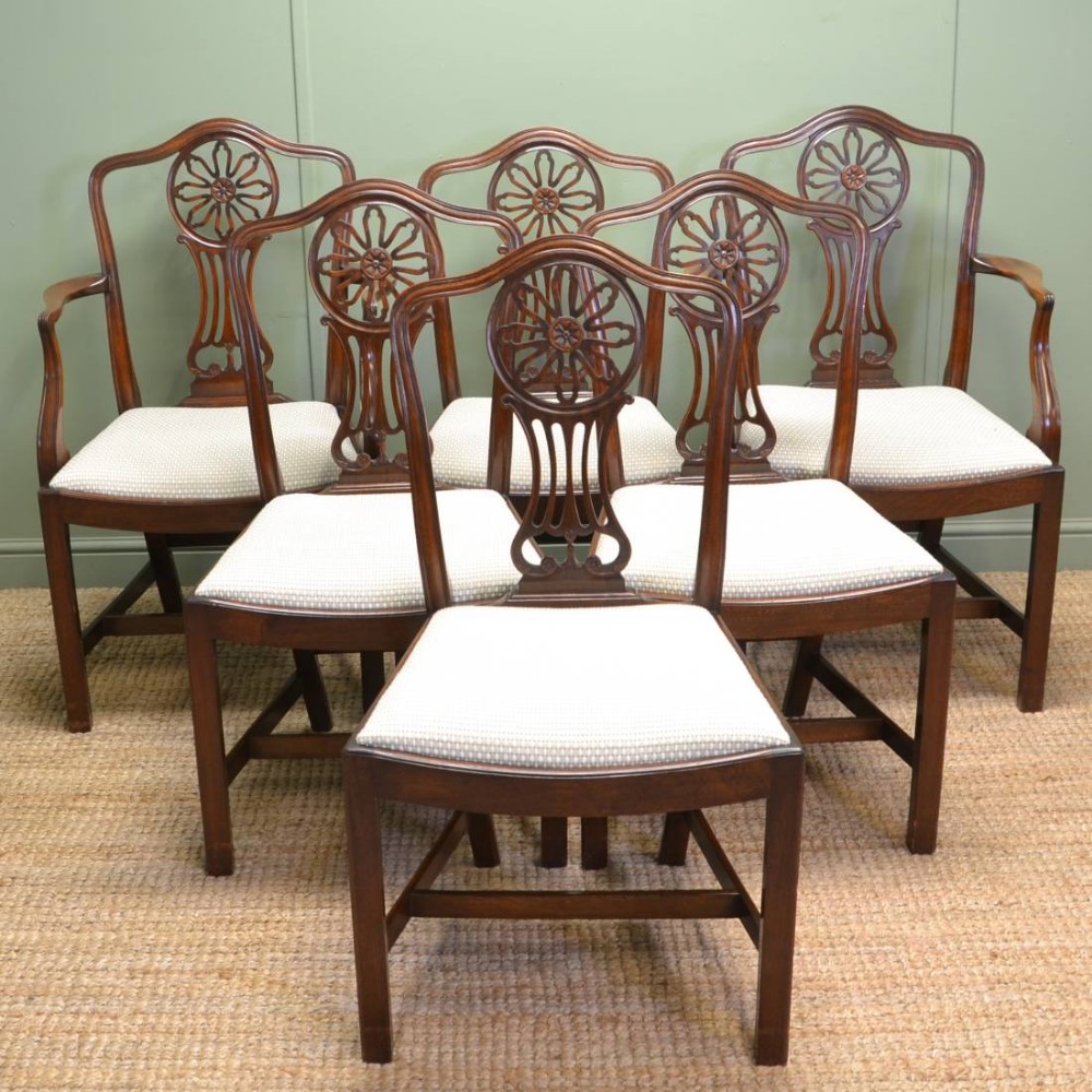 Quality Set Of Six Edwardian Mahogany Antique Dining Chairs 
