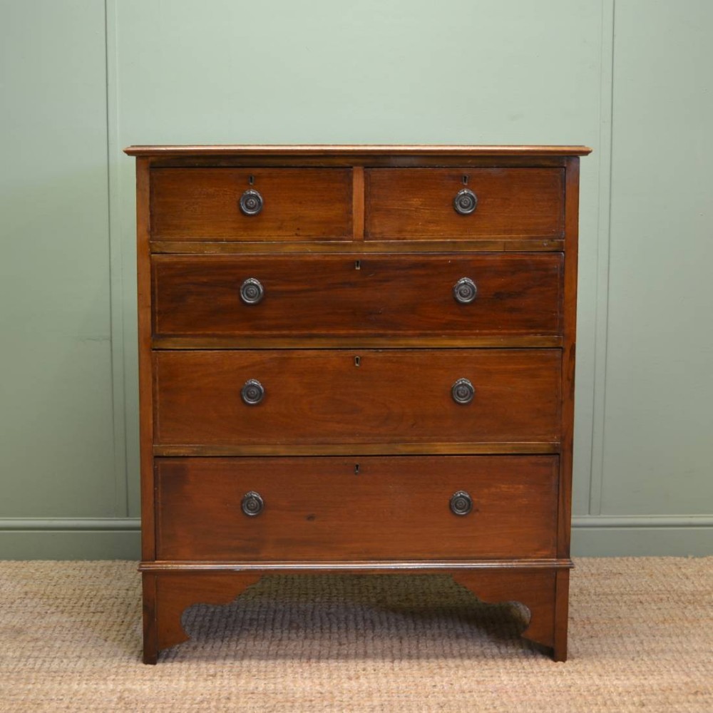 Edwardian Mahogany Antique Inlaid Chest Of Drawers