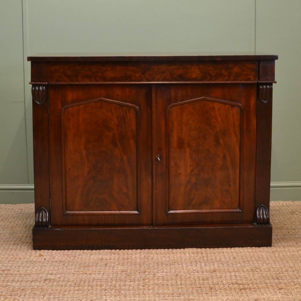Characterful Victorian Figured Mahogany Antique Chiffonier Cupboard