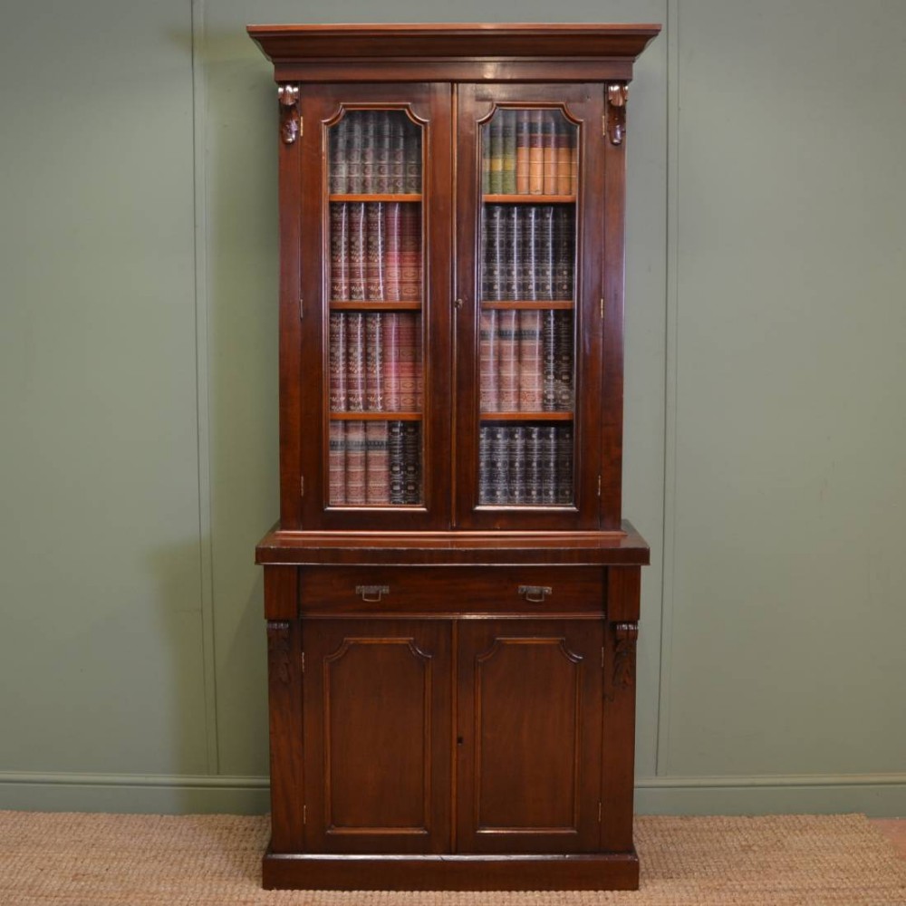 Victorian Antique Glazed Bookcase Of  Small Proportions