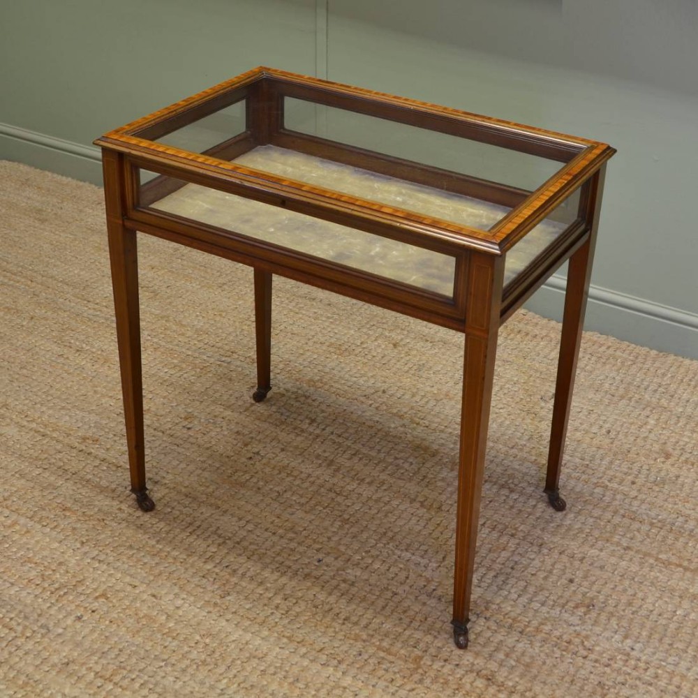 Elegant Edwardian Mahogany Glazed Antique Bijouterie Table