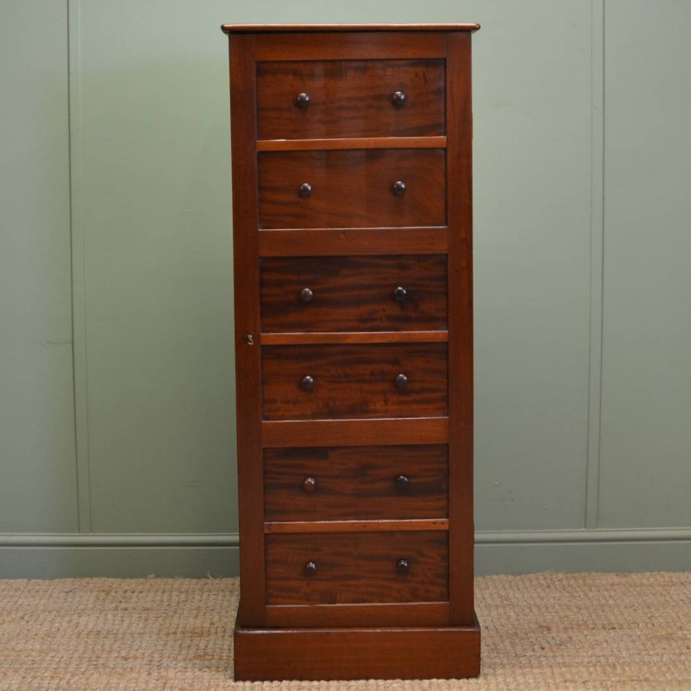 Unique Victorian Mahogany Antique Wellington Cupboard