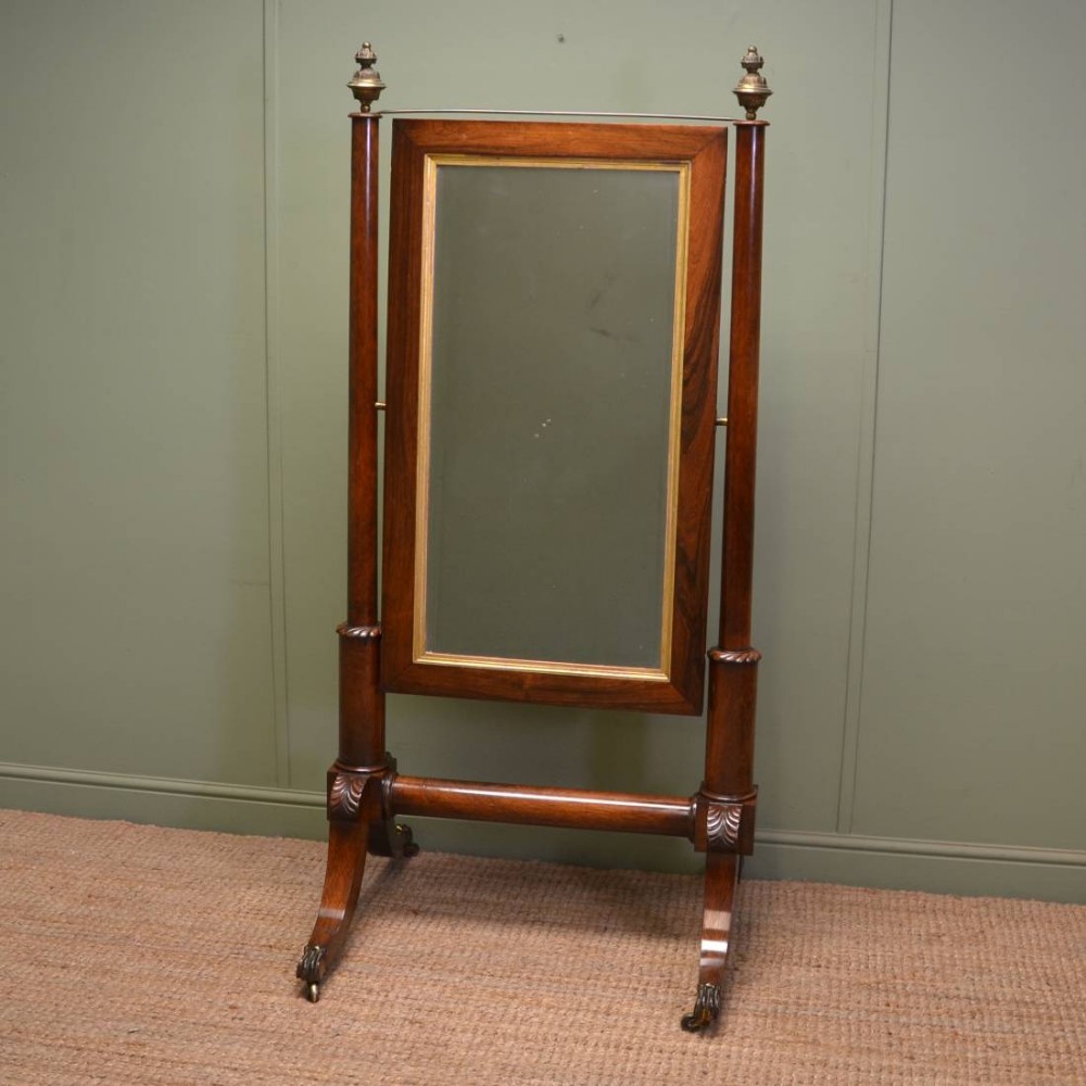 Elegant Empire Style Regency Rosewood Antique Cheval Mirror