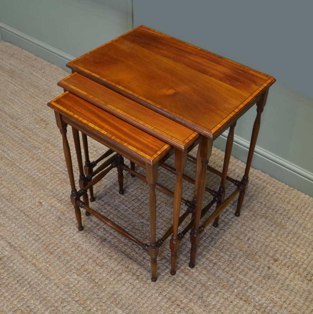 Fine Quality Edwardian nest of 3 Inlaid Antique Tables