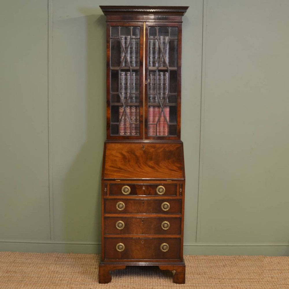 Delightful Antique Victorian Glazed Mahogany Bureau Bookcase 