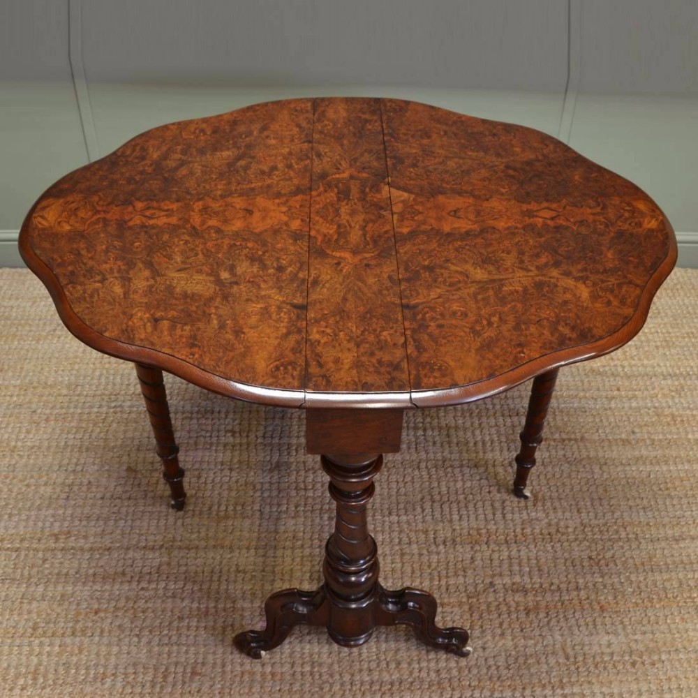 Striking Figured Burr Walnut Antique Victorian Sutherland Table