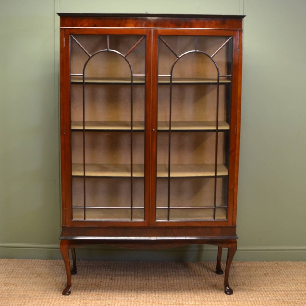 Elegant Edwardian Antique Mahogany Display Cabinet