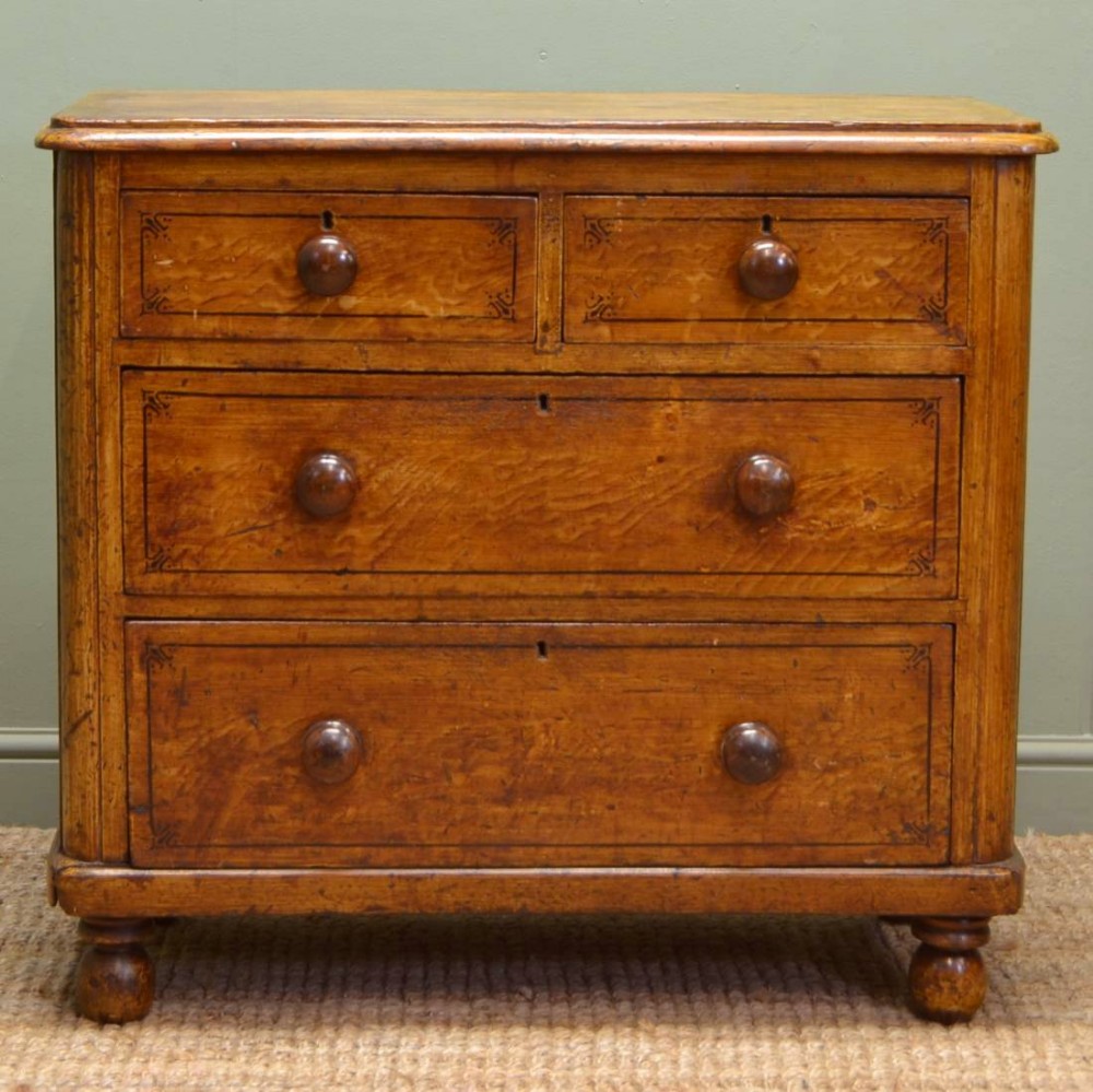 Small Victorian Antique Chest Of Drawers with the Original Painted Pine Finish
