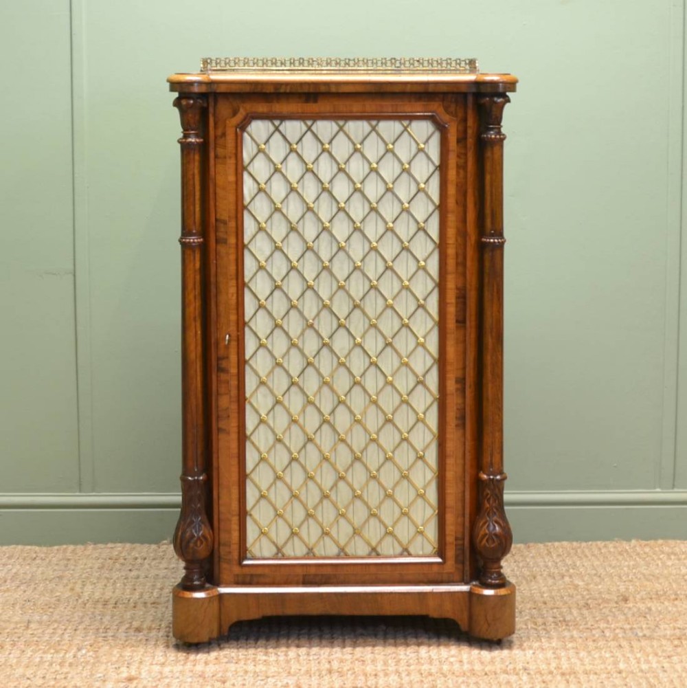 Splendid Figured Walnut Antique Victorian Cabinet