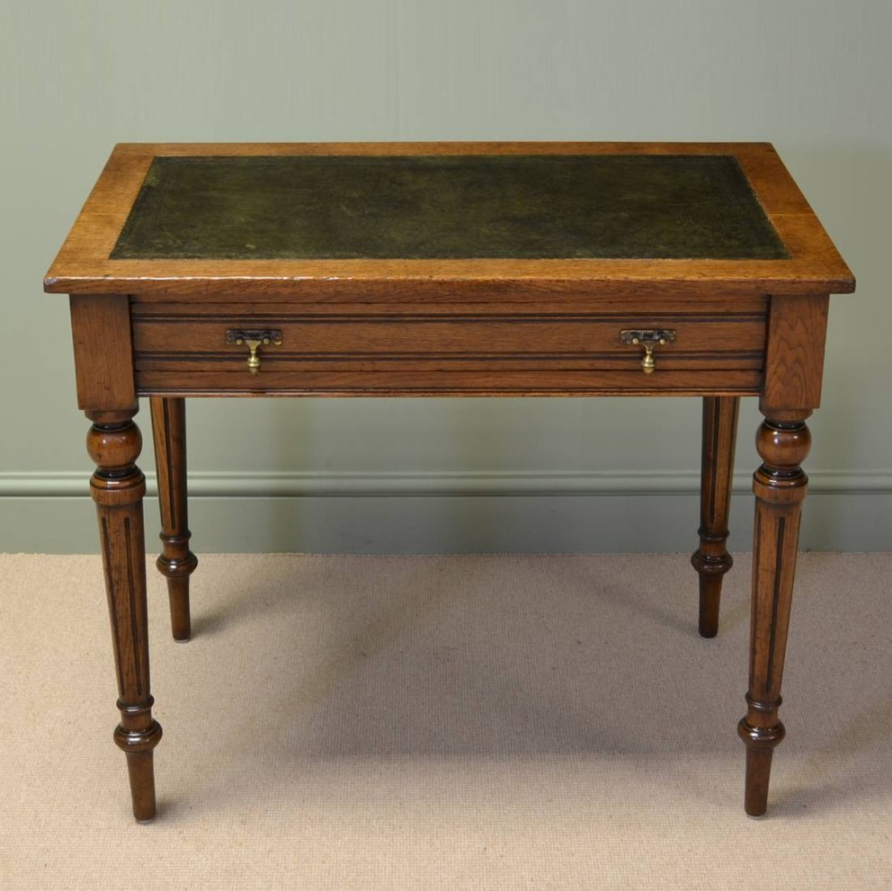 Arts And Crafts Golden Oak Victorian Antique Writing Table
