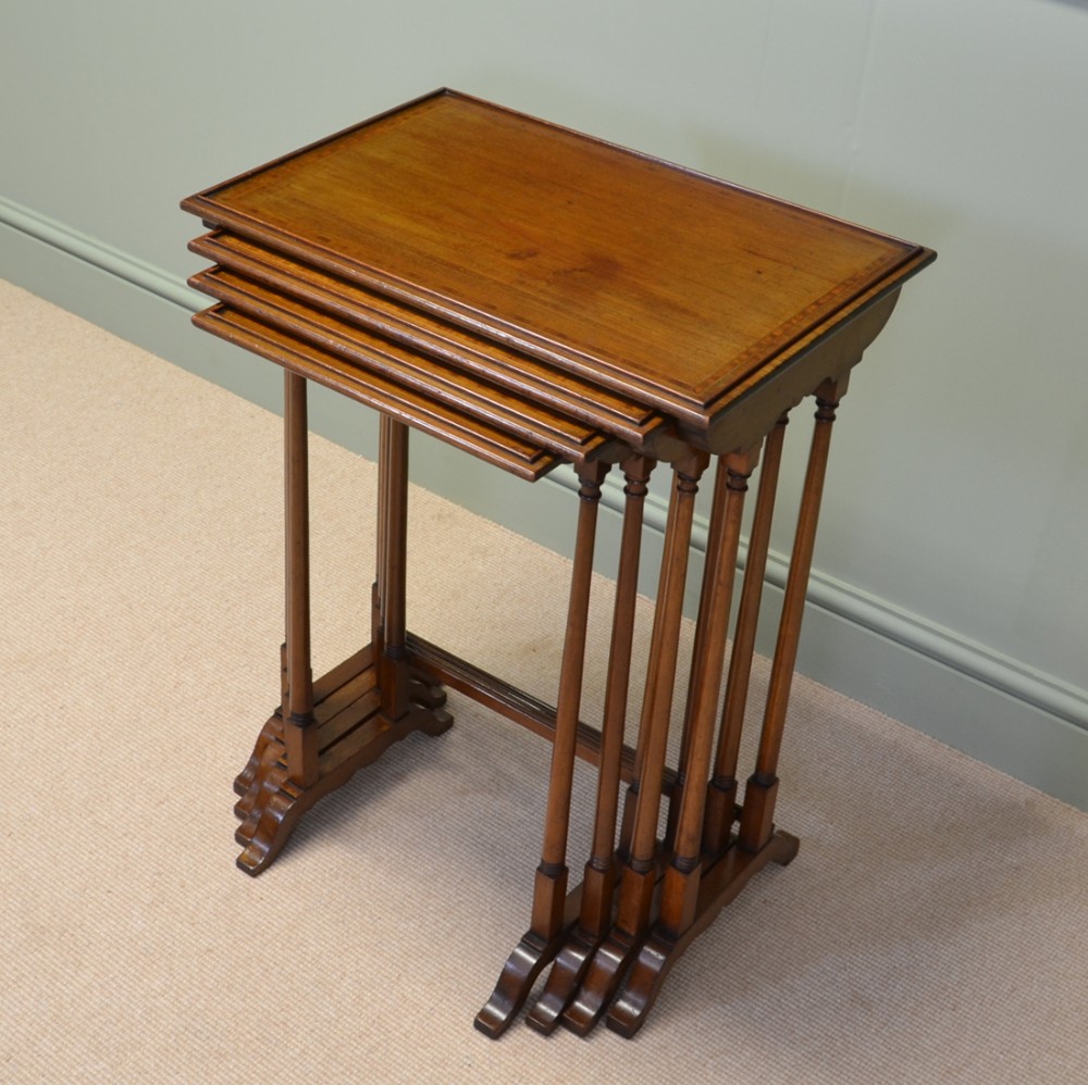 Quality Edwardian Mahogany Antique Nest of Tables with Cross Banded Edge