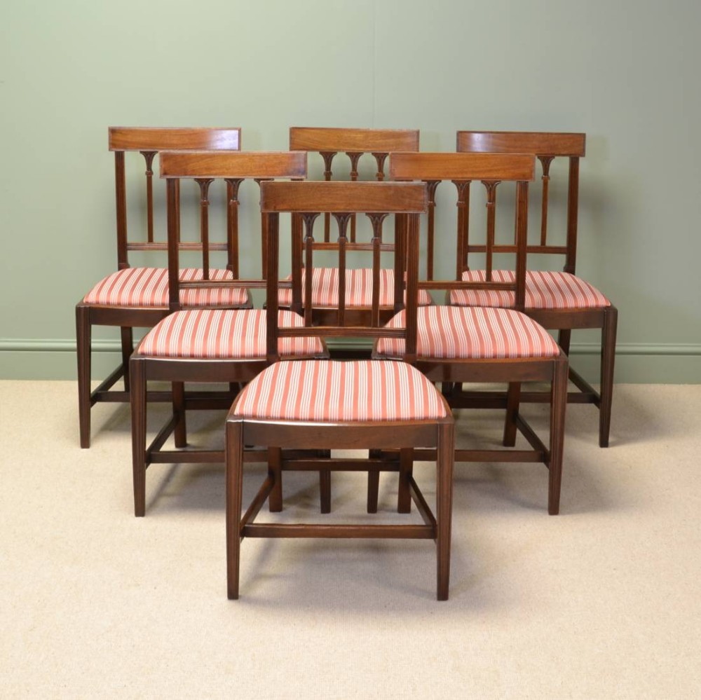 Stunning Set of Six Georgian Mellow Mahogany Antique Dining Chairs