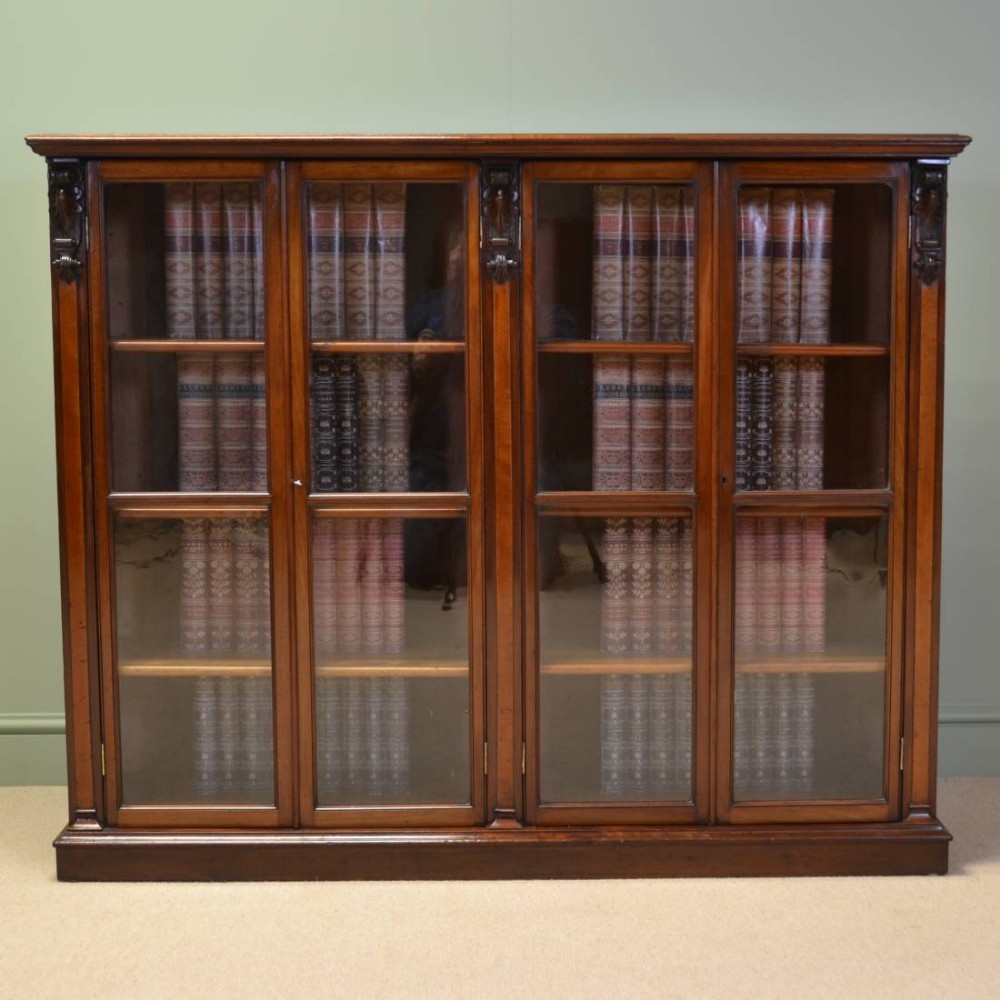 Magnificent Victorian Antique Glazed Mahogany Bookcase 