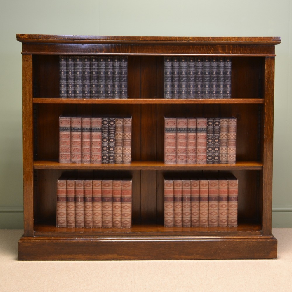 Quality Large Victorian Oak Antique Open Bookcase