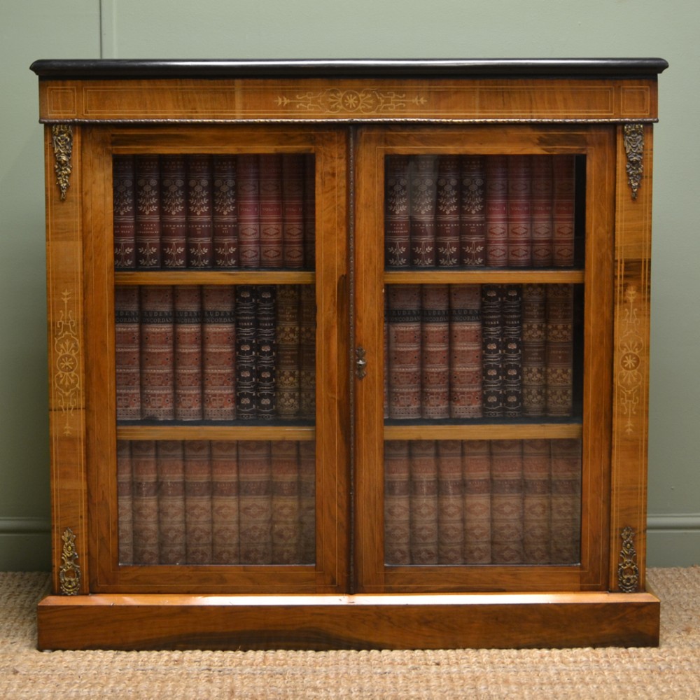 Beautifully Figured Victorian Walnut Antique Pier Cabinet