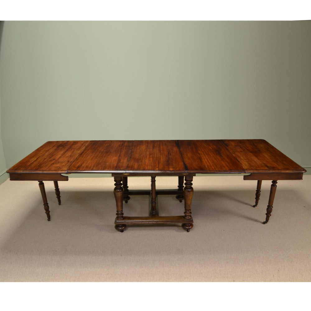 Victorian Solid French Walnut Antique Extending Dining Table 