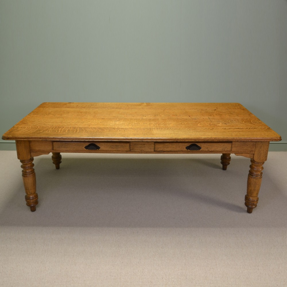 Huge Antique Solid Oak Victorian Antique Kitchen Table