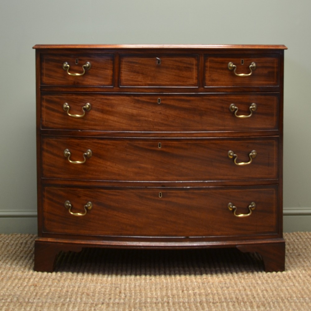 Georgian Bow Fronted Mahogany Antique Chest Of Drawers