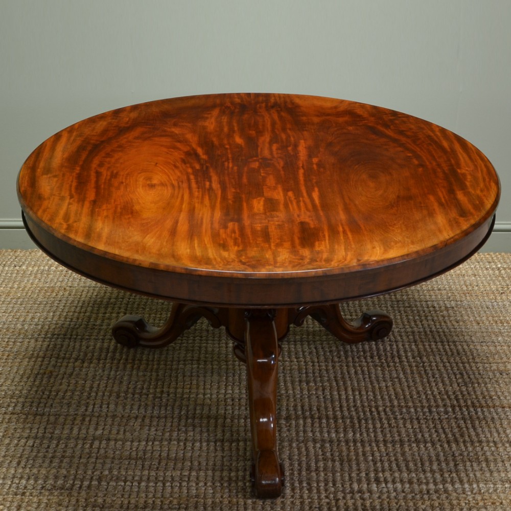Beautifully Figured Circular Mahogany Antique Dining Table. 