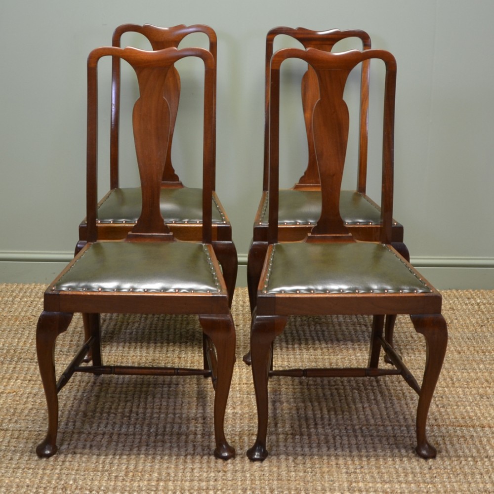 Fine Quality, Elegant set of Four Edwardian Walnut Dining Chairs