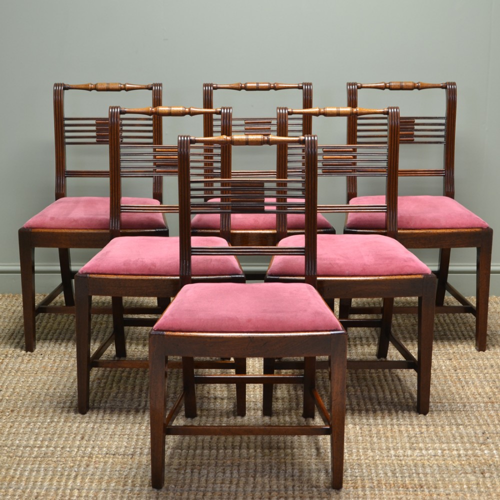 Elegant Set of Six Regency Mahogany Antique Dining Chairs