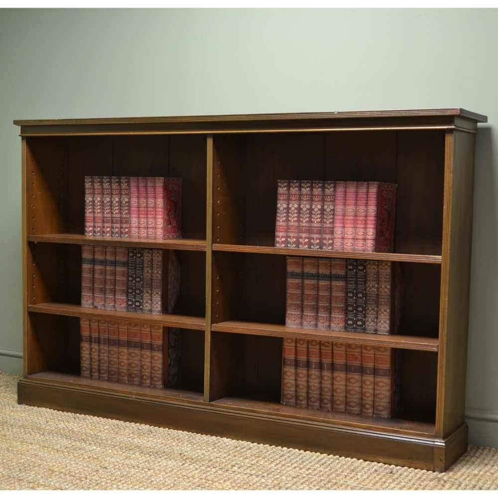 Large Country Victorian Antique Beech Double Open Bookcase