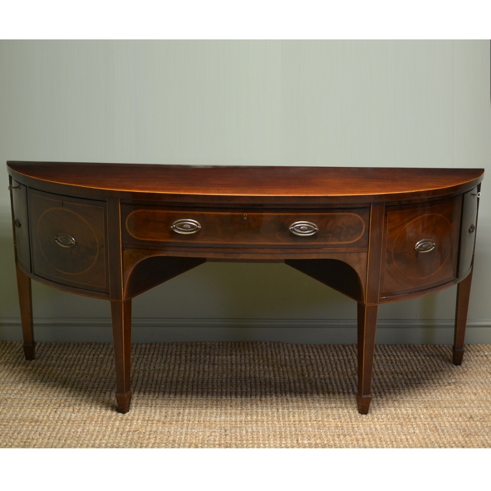 Large Bow Fronted Mahogany Georgian Antique Sideboard