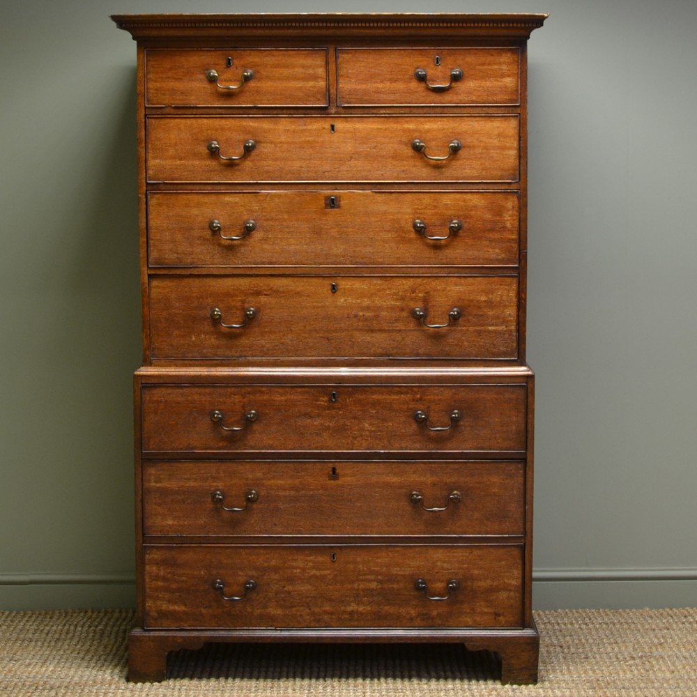 Characterful Country Oak Georgian Antique Chest on Chest