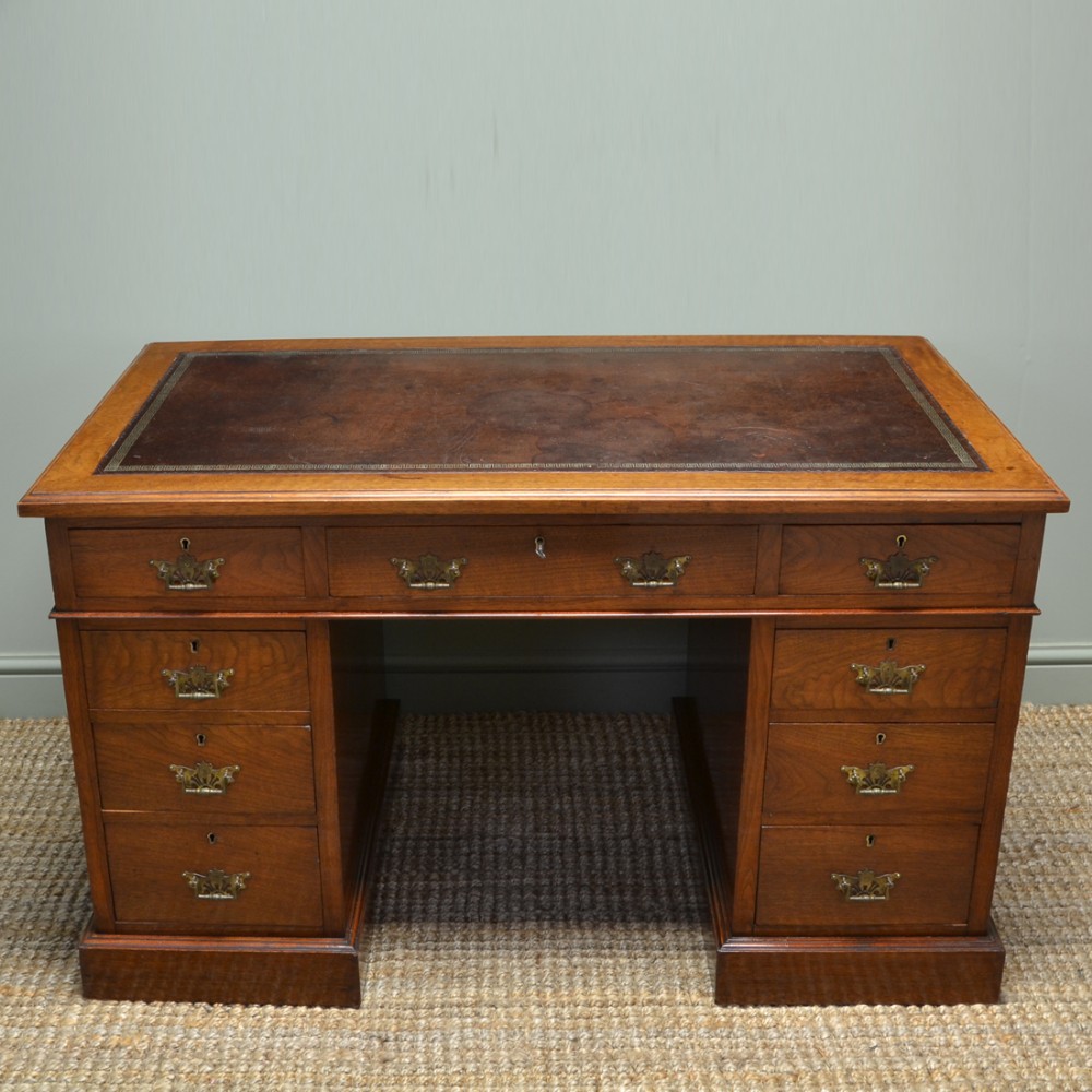 Quality Arts and Crafts Victorian Antique Walnut Pedestal Desk – Hunt & Co