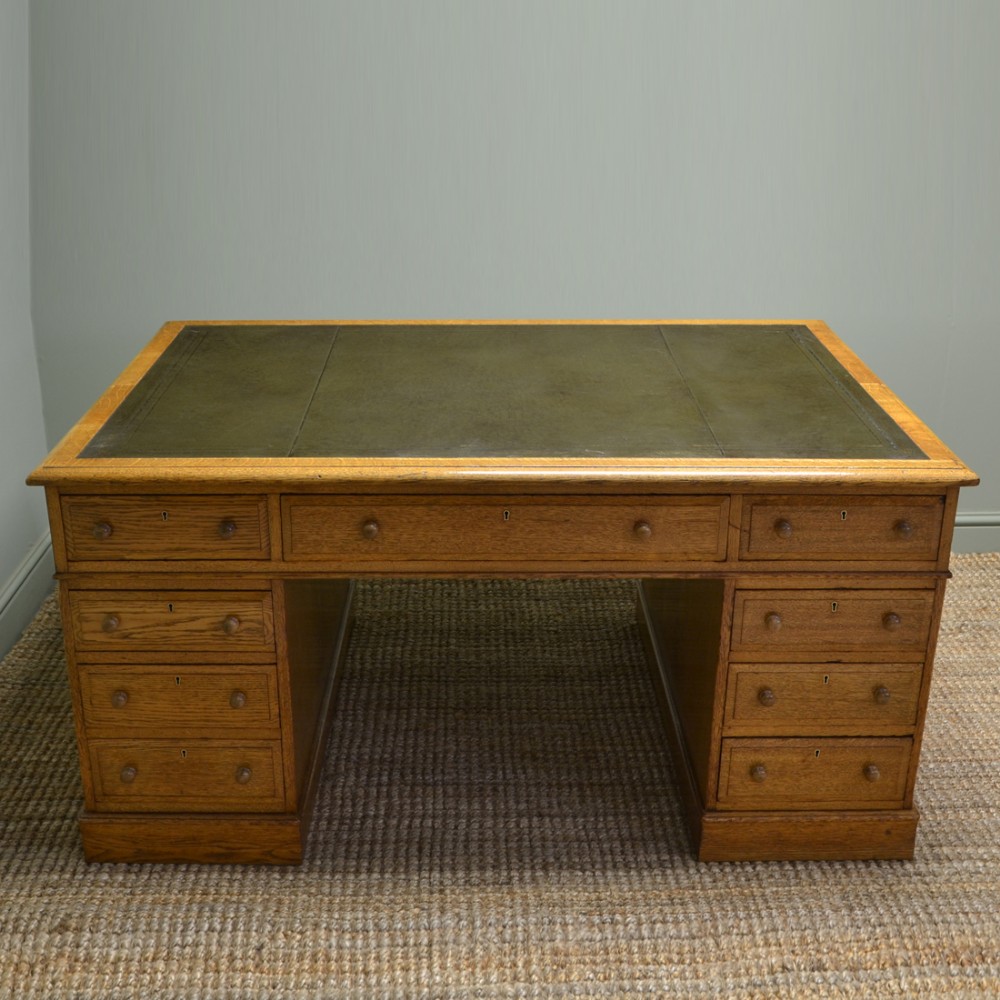 Spectacular Large Victorian Golden Oak True Antiques Partners Desk