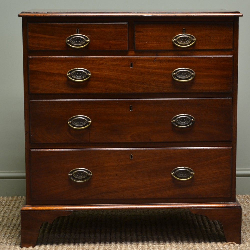 Small Country Georgian Mahogany Antique Chest Of Drawers