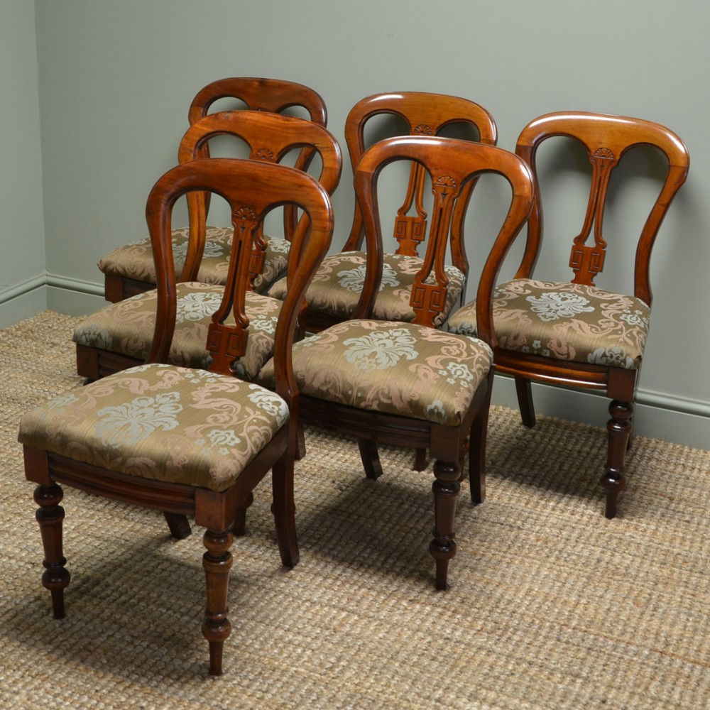 Set of Six Victorian Mahogany Antique Dining Chairs